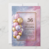 Pink Gold Balloons Any Age Birthday Party Einladung (Vorderseite)