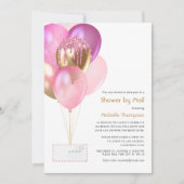 Pink & Gold Balloons Baby oder Brautparty per Mail Einladung (Vorderseite)