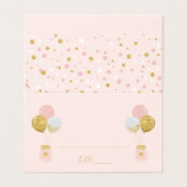 Pink Gold Balloons Girl Birthday Party Platzkarte (Außenseite Aufgefaltet)