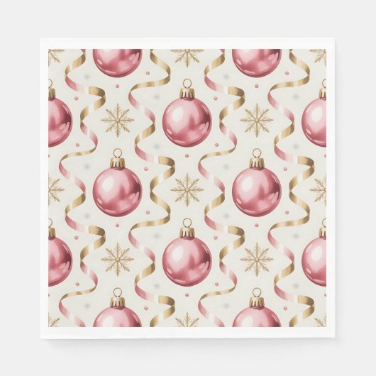 Pink Gold Bauble Luxury Christmas Holiday Serviette (Vorderseite)