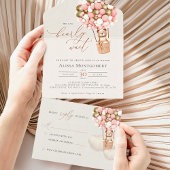 Pink Gold Bear Balloons Baby Shower Girl All In One Einladung