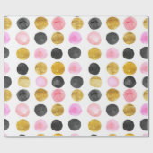 Pink Gold & Black Aquarellfarben Farbtöne Muster Geschenkpapier (Flach)