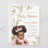 Pink Gold Black Baby Girl Dusche Einladung (Vorderseite)