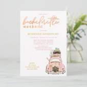 Pink Gold Black Car Bacheloretto Einladung (Stehend Vorderseite)