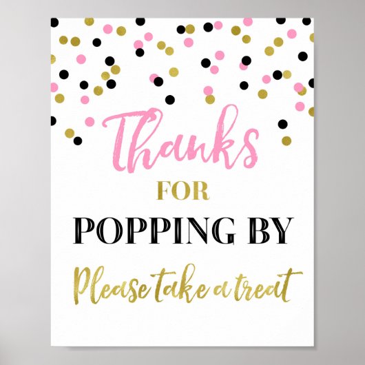 Pink Gold Black Confetti Dank Popping durch Unterz Poster (Vorne)