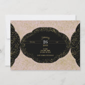 Pink Gold Black Starry Glitzer Sweet 16 Birthday Einladung (Rückseite)