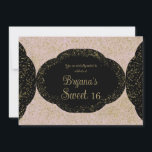 Pink Gold Black Starry Glitzer Sweet 16 Birthday Einladung<br><div class="desc">Passen Sie Ihre woll-Möglichkeiten an.</div>