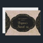 Pink Gold Black Starry Glitzer Sweet 16 Birthday Einladung<br><div class="desc">Passen Sie Ihre woll-Möglichkeiten an.</div>