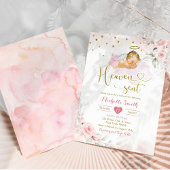 Pink Gold Blonde Girl Baby Heaven Sent Baby Dusche Einladung