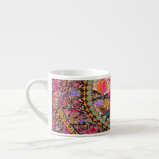 Pink Gold Blue Persian Floral Blumen Peacock Espressotasse (Links)