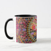 Pink Gold Blue Persian Floral Blumen Peacock Tasse (Links)