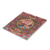 Pink Gold Blue Persian Floral Blumen Pfau Kunst Fliese (Seite)