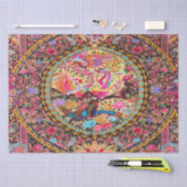 Pink Gold Blue Persian Floral Peacock Decoupage Seidenpapier (Handwerk)