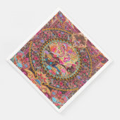 Pink Gold Blue Persian Floral Peacock Decoupage Serviette (Ecke)