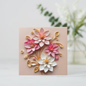 Pink & Gold Blume Imitats Papier Quilling Vielen D Dankeskarte (Stehend Vorderseite)