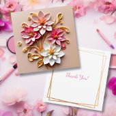 Pink & Gold Blume Imitats Papier Quilling Vielen D Dankeskarte