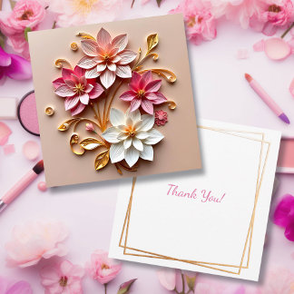 Pink & Gold Blume Imitats Papier Quilling Vielen D Dankeskarte