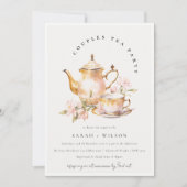 Pink Gold Blumenstrauß Tee Set Paare Dusche Tee Pa Einladung (Vorderseite)