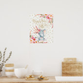 Pink Gold Boho Elephant Kinderzimmer Mauer Prinz Poster (Küche)