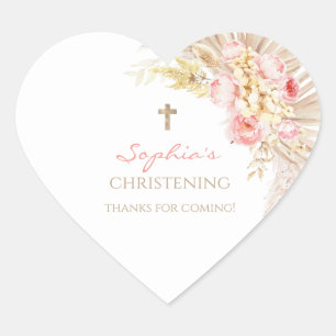 Pink Gold Boho Girl Christening Stickers