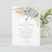 Pink Gold Boho Girl Taufe Einladung (Stehend Vorderseite)