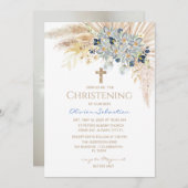 Pink Gold Boho Girl Taufe Einladung (Vorne/Hinten)