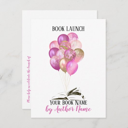 Pink Gold Book Launch Party Einladung Postcard (Vorne/Hinten)