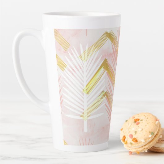Pink & Gold Botanical Palm Leaves Milchtasse (Beispiel)