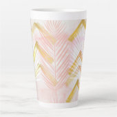 Pink & Gold Botanical Palm Leaves Milchtasse (Vorderseite)
