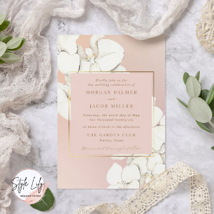 Pink-Gold-Botanische-Orchideen-Hochzeit Einladung