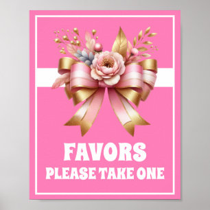 Pink Gold Bow Geburtstagsparty Gunst Signing Poster