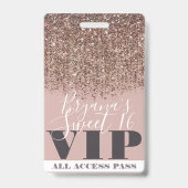 Pink Gold Bronze Glitzer Glam Sweet 16 VIP Pass Ausweis (Back)