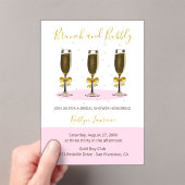 Pink Gold Brunch and Bubbly Bridal Shower Acryleinladungen (Insitu (Handheld))