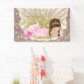 Pink Gold Brünett Mermaid Baby Duschbanner Banner (Insitu)