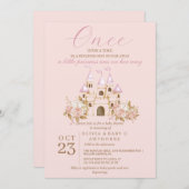 Pink Gold Burg Princess Baby Dusche Einladung (Vorne/Hinten)
