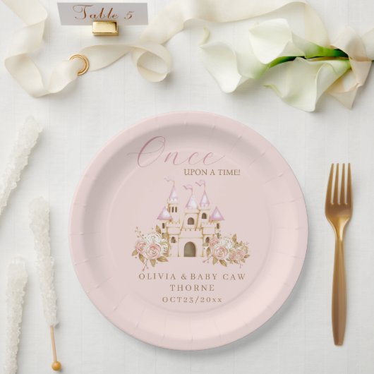 Pink Gold Burg Princess Baby Dusche Pappteller (Hochzeit)