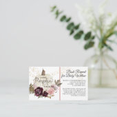 Pink Gold Burgundy Floral Pumpkin Book Request Visitenkarte (Stehend Vorderseite)