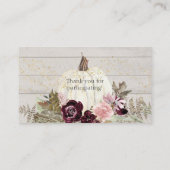Pink Gold Burgundy Floral Pumpkin Book Request Visitenkarte (Rückseite)