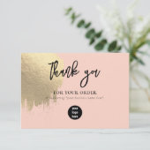 Pink Gold Business Vielen Dank Logo Social Media Dankeskarte (Stehend Vorderseite)