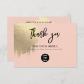 Pink Gold Business Vielen Dank Logo Social Media Dankeskarte (Vorne/Hinten)