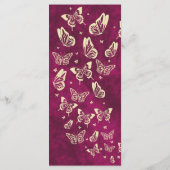 Pink Gold Butterfisch Quinceañera Girl Birthday Menükarte (Rückseite)
