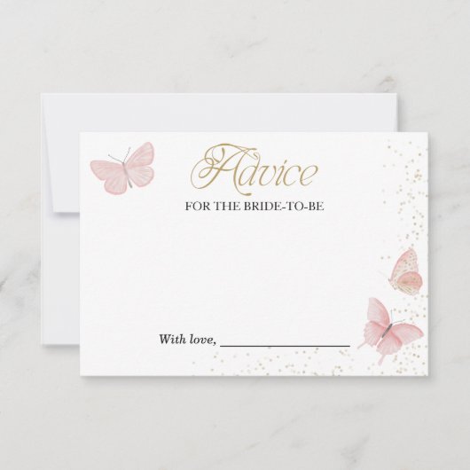 Pink Gold Butterfly Brautparty Advisor Cards Einladung (Vorderseite)