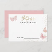 Pink Gold Butterfly Brautparty Advisor Cards Einladung (Vorne/Hinten)