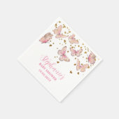 Pink & Gold Butterfly Kisses Baby Dusche Serviette (Ecke)
