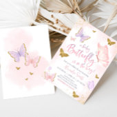Pink Gold Butterfly Spring Baby Dusche Einladung