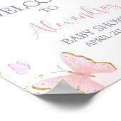 Pink Gold Butterfly Spring Willkommen Poster (Ecke)