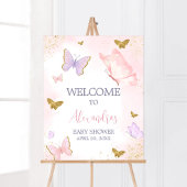 Pink Gold Butterfly Spring Willkommen Poster