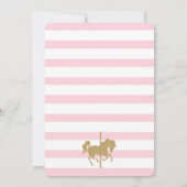 Pink & Gold Carousel Girl Babydusche Einladung (Rückseite)