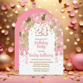 Pink Gold Celebration Balloons 21. Geburtstag Part Einladung