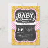 Pink Gold Chalkboard Floral Baby Dusche einladen Einladung (Vorderseite)